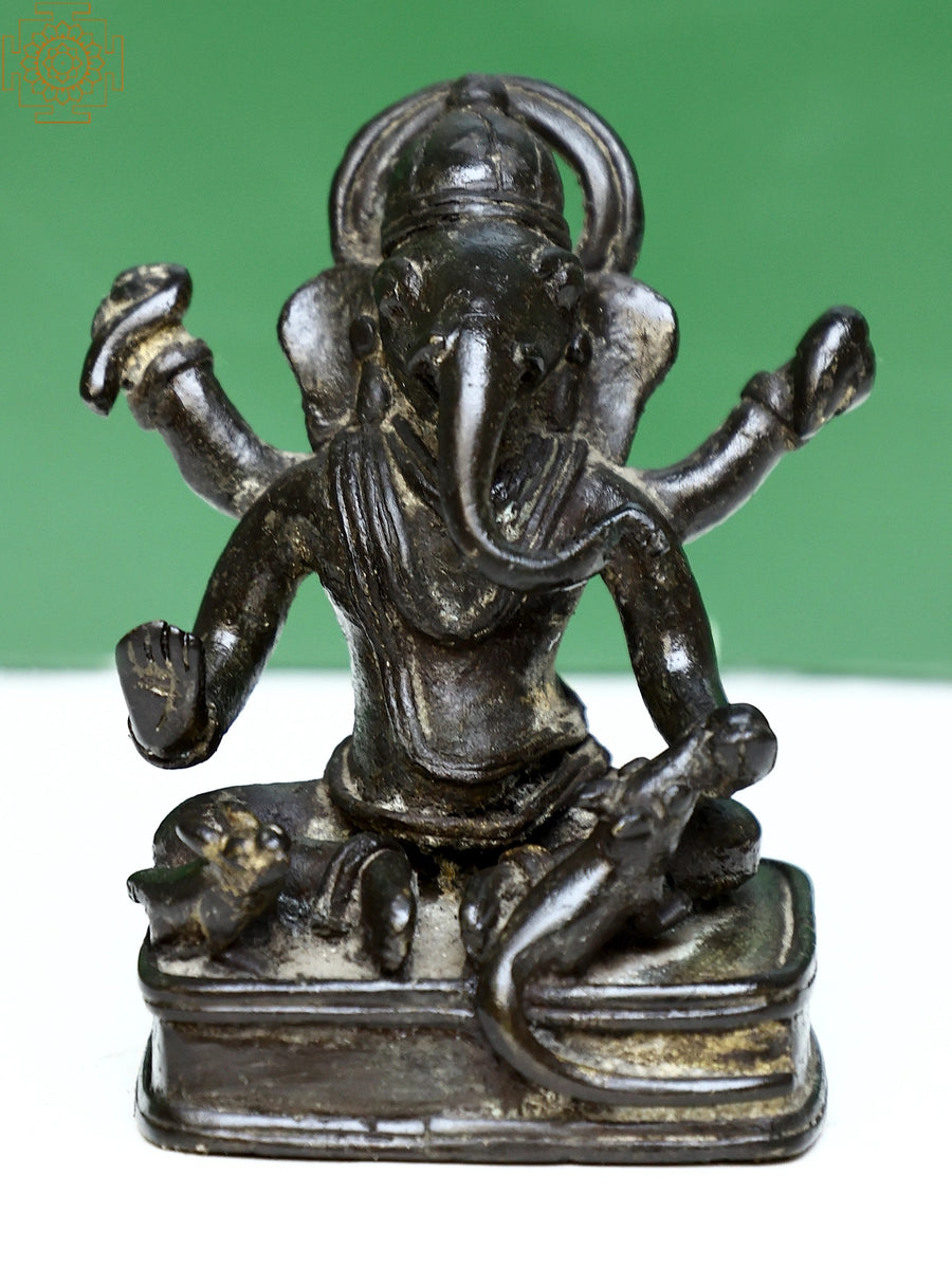 Brass Sitting Lord Ganesha Statue for Pooja