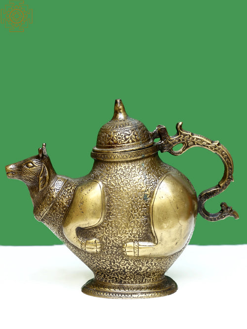 Brass Cow Surahi Water Vessel Statue