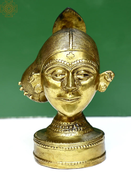 Brass Tribal Lady Face Wall Hanging Sculpture