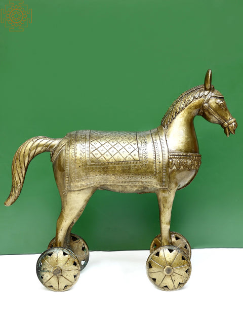 Brass Horse on Wheels