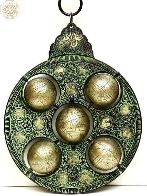 Brass Astrological Globe Statue for Home Decor