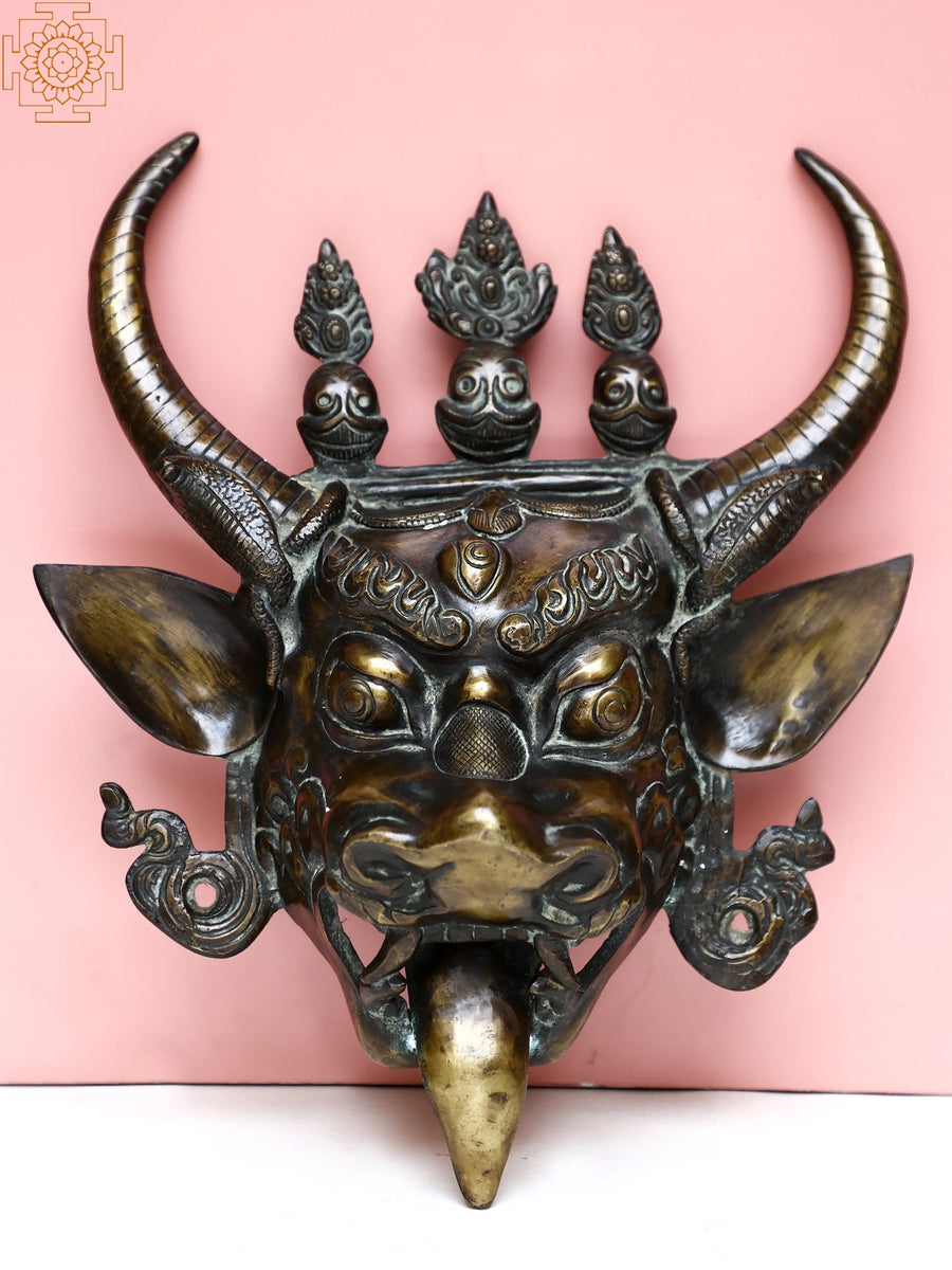 Brass Mask Wall Hanging for Home Decor