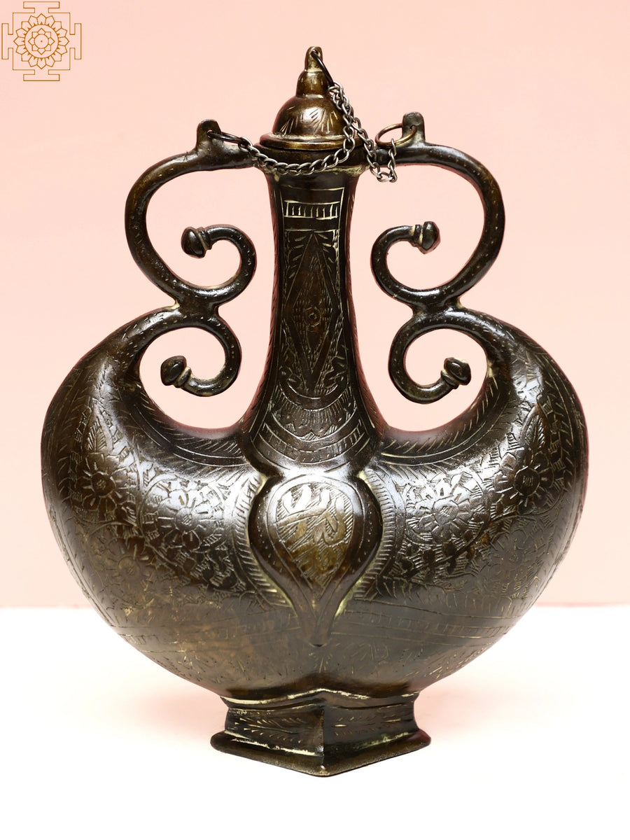Brass Double Handle Surahi Statue for Home Decor