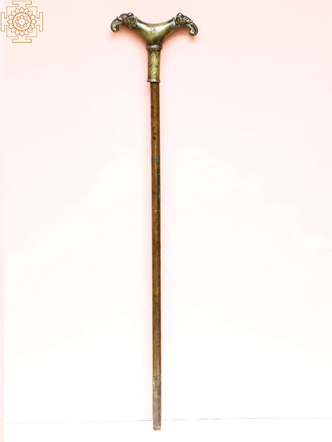 Cane with Double Elephant Handle (Brass with Copper)
