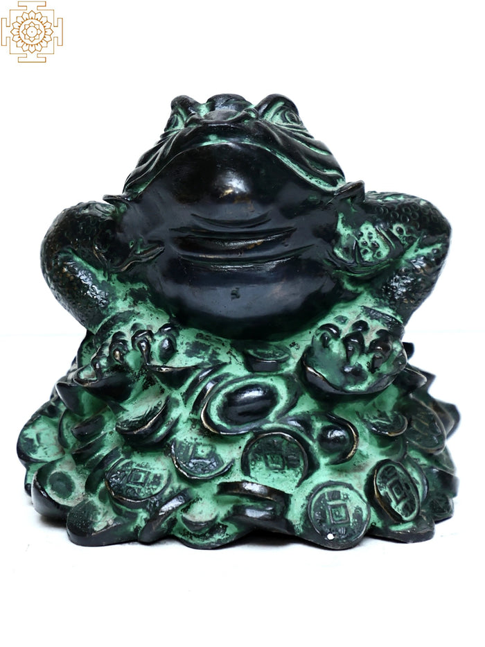 Brass Frog Paperweight Feng Shui Home Decor Statue
