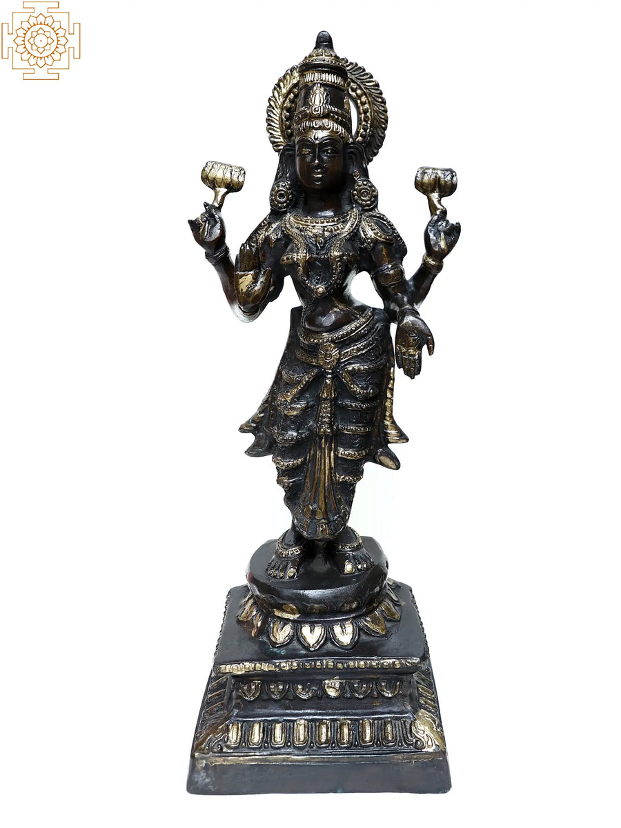 20" Brass Standing Lakshmi Goddess Statue for Pooja