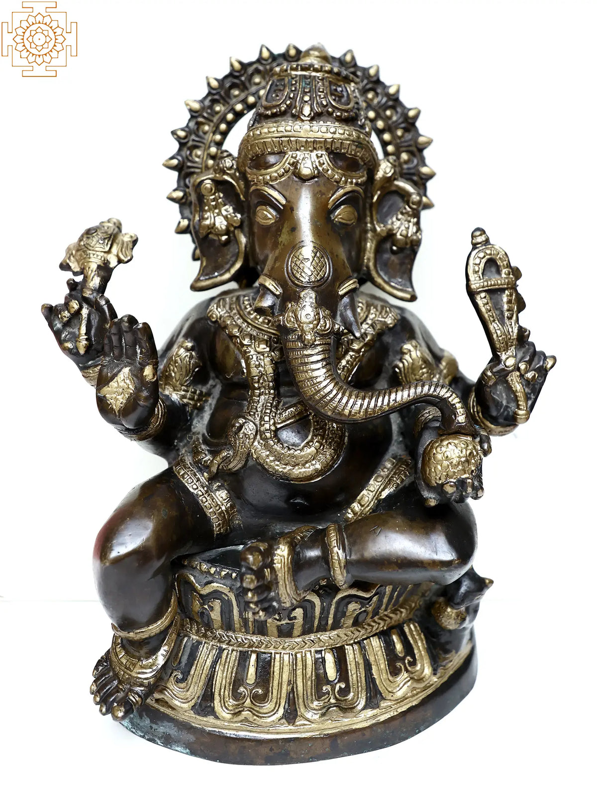 14" Brass Lord Sitting Ganesha