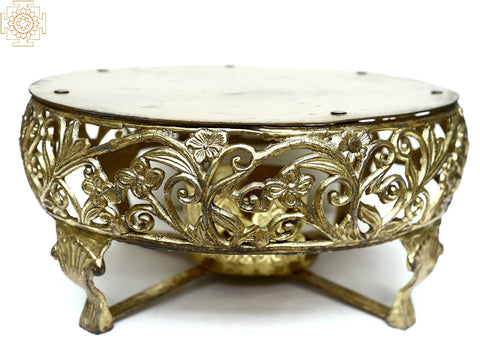 Brass Designer Pedestal | Crafted Pooja Chowki