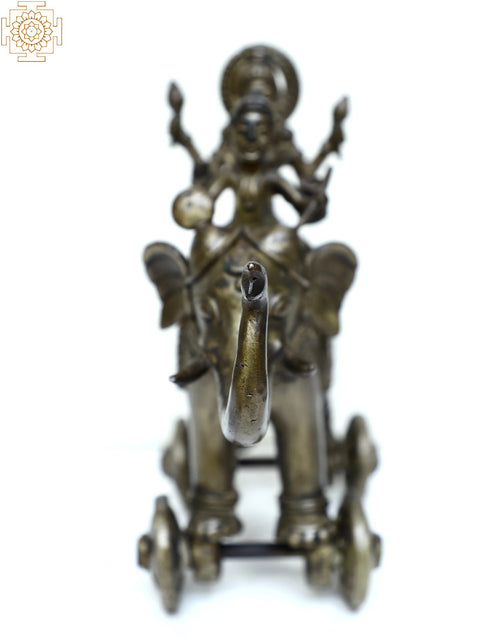 Brass Elephant with Riders on Wheels