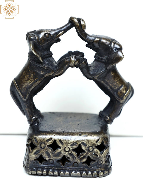 Pair of Elephant Figurine in Brass for Table Decor