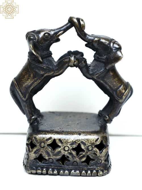 Pair of Elephant Brass Figurines for Home Decor