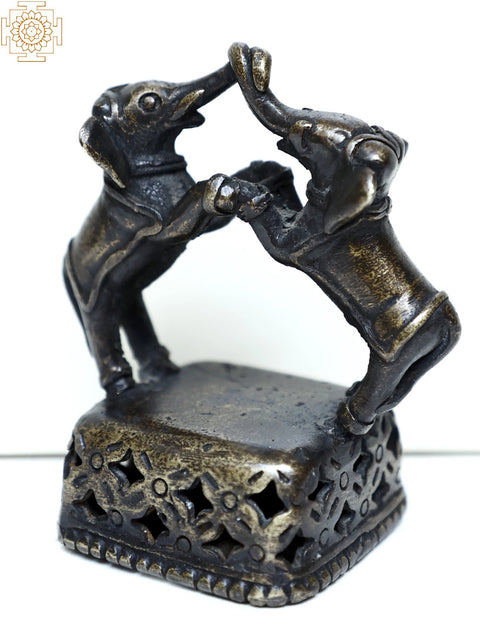 Pair of Elephant Figurine in Brass for Table Decor