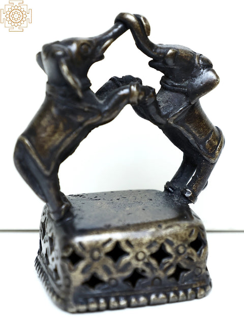 Pair of Elephant Figurine in Brass for Table Decor