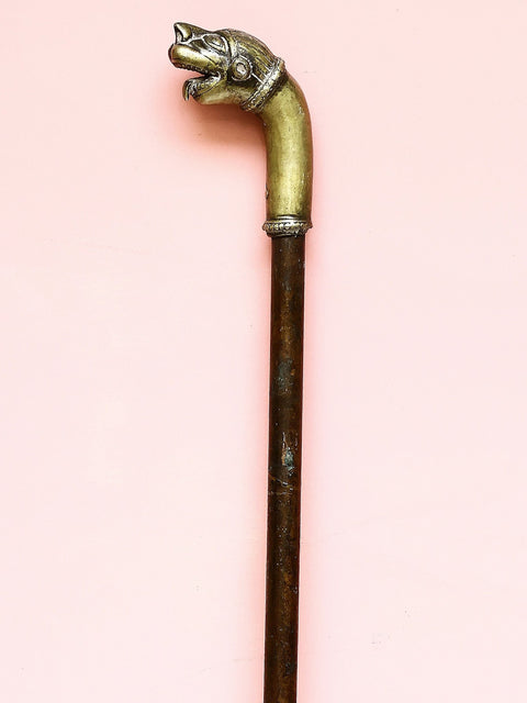 Brass with Copper Cane with Lion Handle