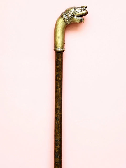 Brass with Copper Cane with Lion Handle