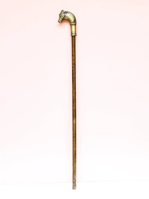 Brass with Copper Cane with Horse Handle