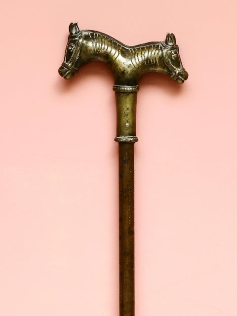 Cane with Double Horse Handle (Brass with Copper)