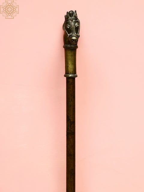Cane with Double Horse Handle (Brass with Copper)