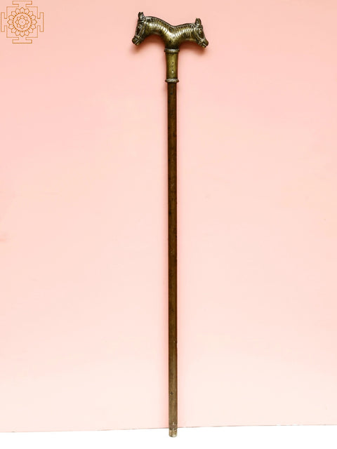 Cane with Double Horse Handle (Brass with Copper)