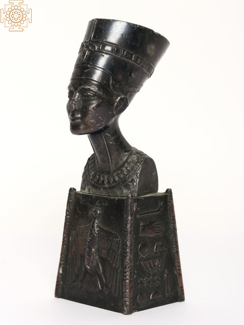 8" Egyptian Queen Nefertiti Brass Sculpture