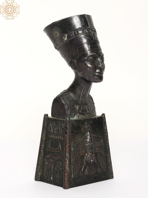 8" Egyptian Queen Nefertiti Brass Sculpture