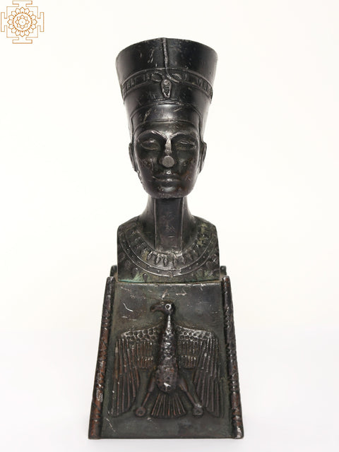 8" Egyptian Queen Nefertiti Brass Sculpture
