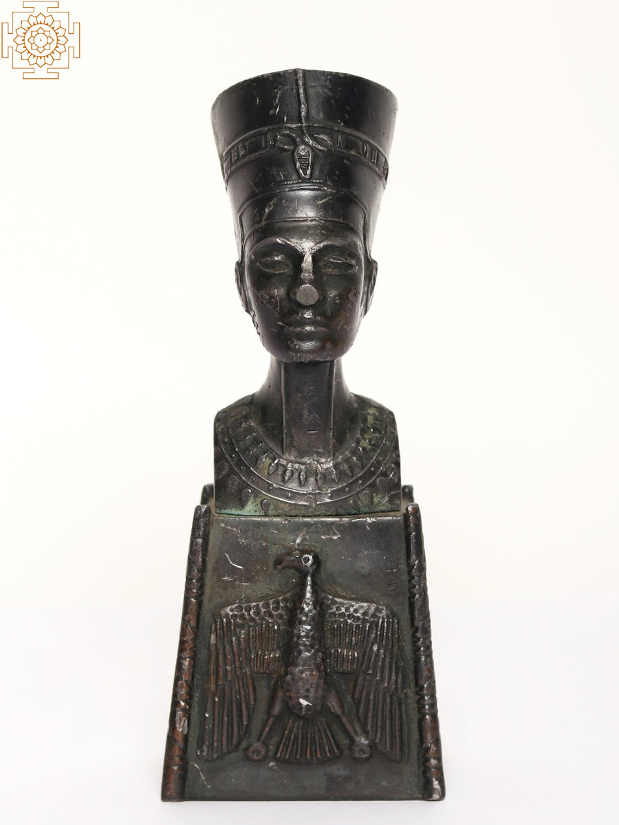 8" Egyptian Queen Nefertiti Handmade Brass Statue
