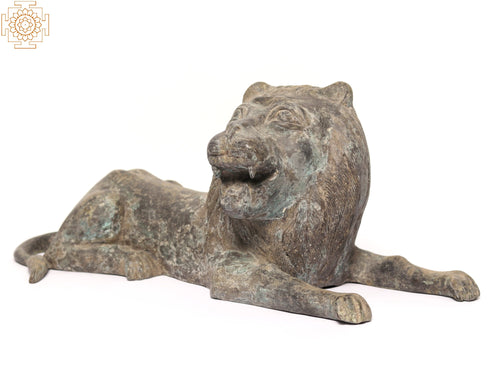 22" Seated Lion Brass Sculpture for Home Decor