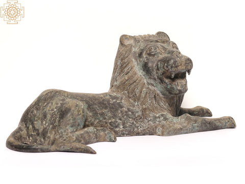 22" Seated Lion Brass Sculpture