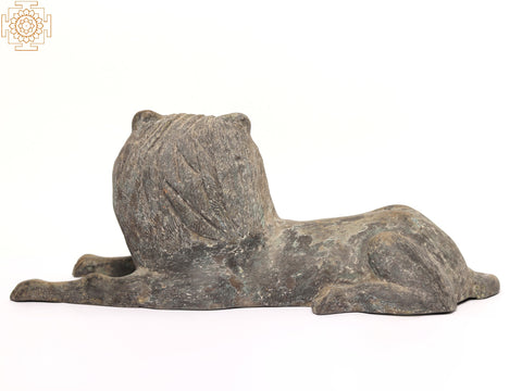22" Seated Lion Brass Sculpture