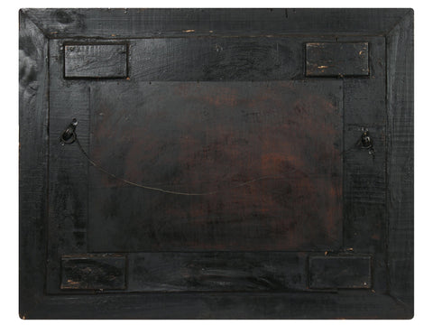 39" Brass Calligraphic Rhinoceros | Wooden Frame Wall Hanging