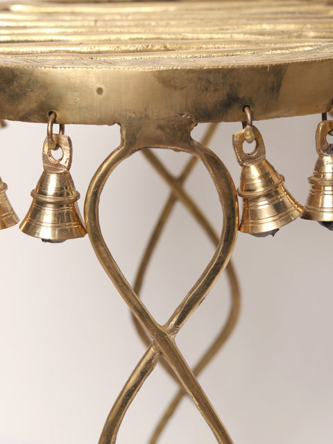 19" Brass Designer Pedestal with Hanging Bells