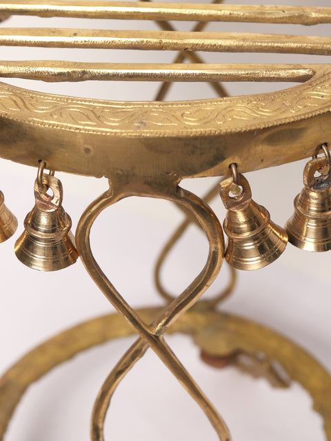 19" Brass Designer Pedestal with Hanging Bells