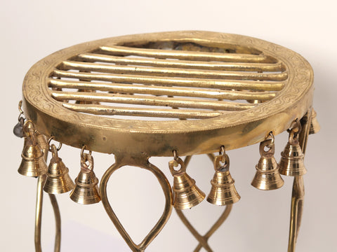 19" Brass Designer Pedestal with Hanging Bells