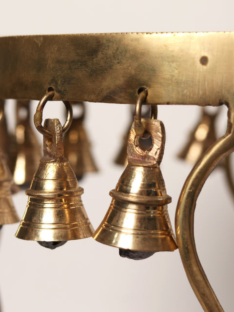19" Brass Designer Pedestal with Hanging Bells