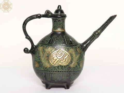 9" Decorative Brass Surahi with Lid