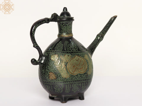 9" Decorative Brass Surahi with Lid