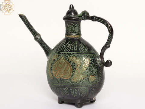 9" Decorative Brass Surahi with Lid