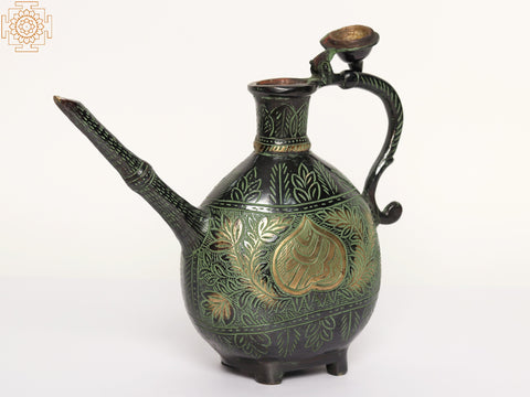 9" Decorative Brass Surahi with Lid