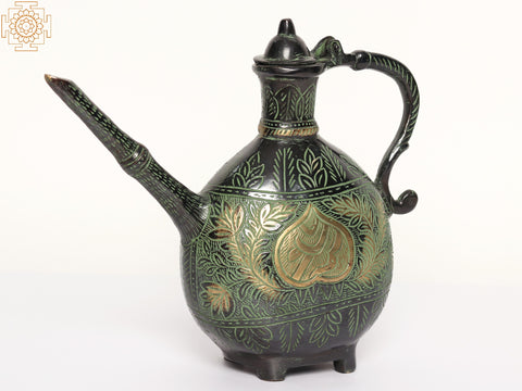 9" Decorative Brass Surahi with Lid