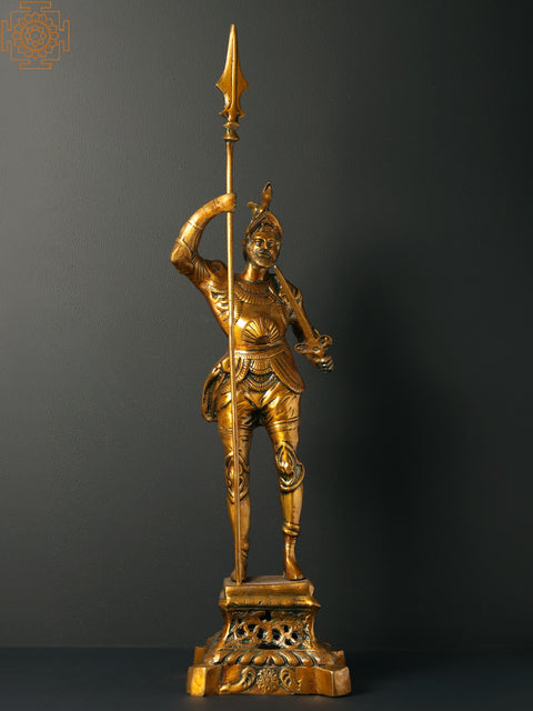 30" Brass Roman Warrior Statue | Home Decor