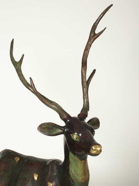 63" Large Decorative Pair of Deer | Brass Statue