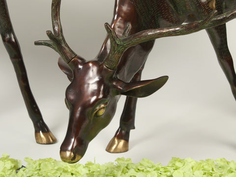 63" Large Decorative Pair of Deer | Brass Statue
