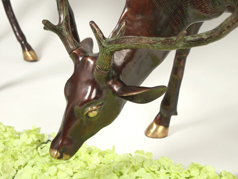63" Large Decorative Pair of Deer | Brass Statue