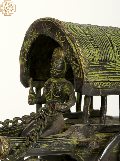 13" Decorative Bull Cart in Brass