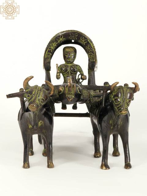 13" Decorative Bull Cart in Brass