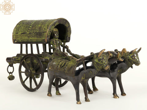 13" Decorative Bull Cart in Brass