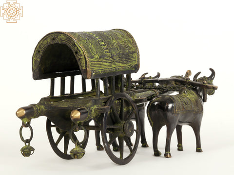 13" Decorative Bull Cart in Brass