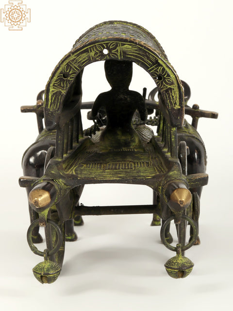 13" Decorative Bull Cart in Brass