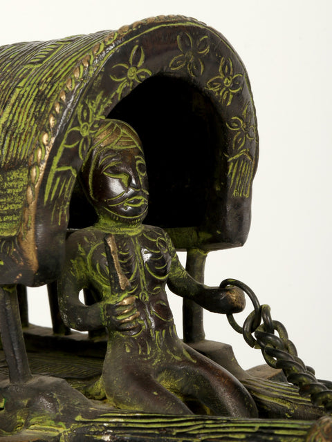 13" Decorative Bull Cart in Brass